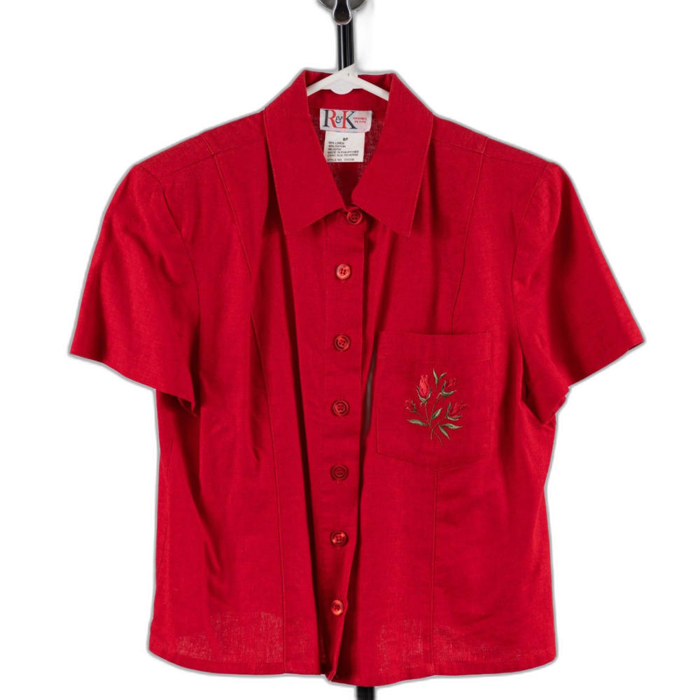 R&K original petites red buttons down shirt size 8P